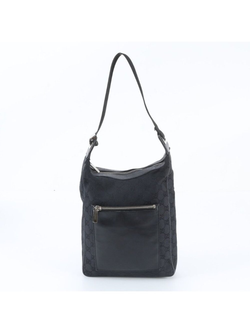 Gucci GG Canvas Leather Shoulder Bag Hand Black